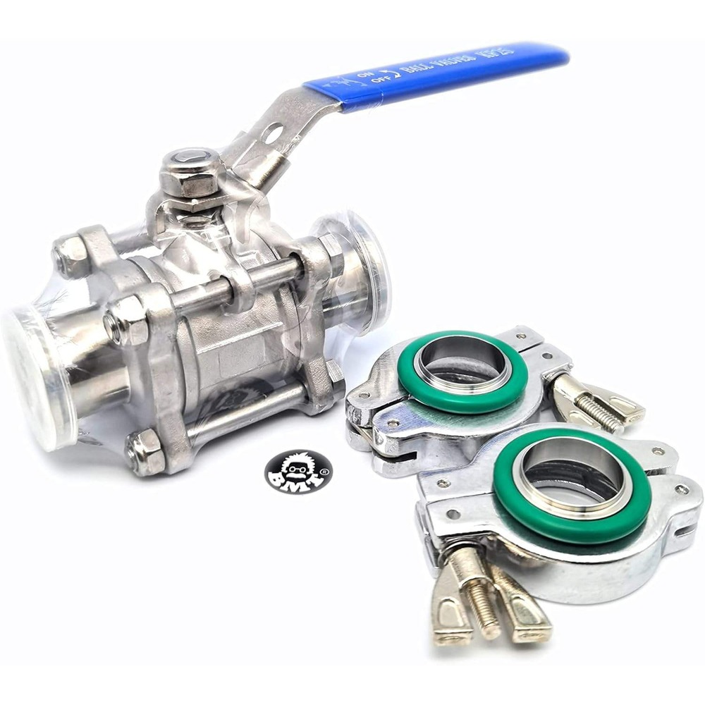 bmotiontech KF25 Vacuum Ball Valve Kit Isolation & Shut Off with Aluminum Clamps